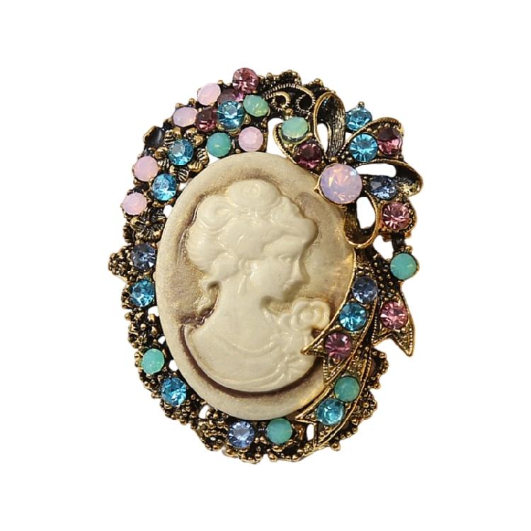 Classical Cameo Portrait Brooch Retro Filigree Design With Sturdy Alloy Women's Clothing Accessory For Gift Giving