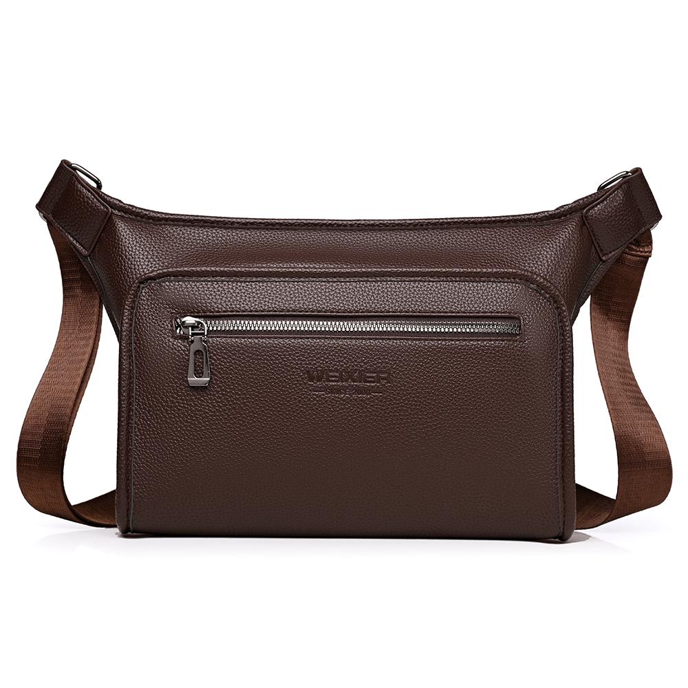 

WEIXIER мужская регулируемая водонепроницаемая кожаная сумка через плечо поясная сумка слинг поясная сумка для путешествий спортзал нагрудный портфель сумка-портфель коричневый