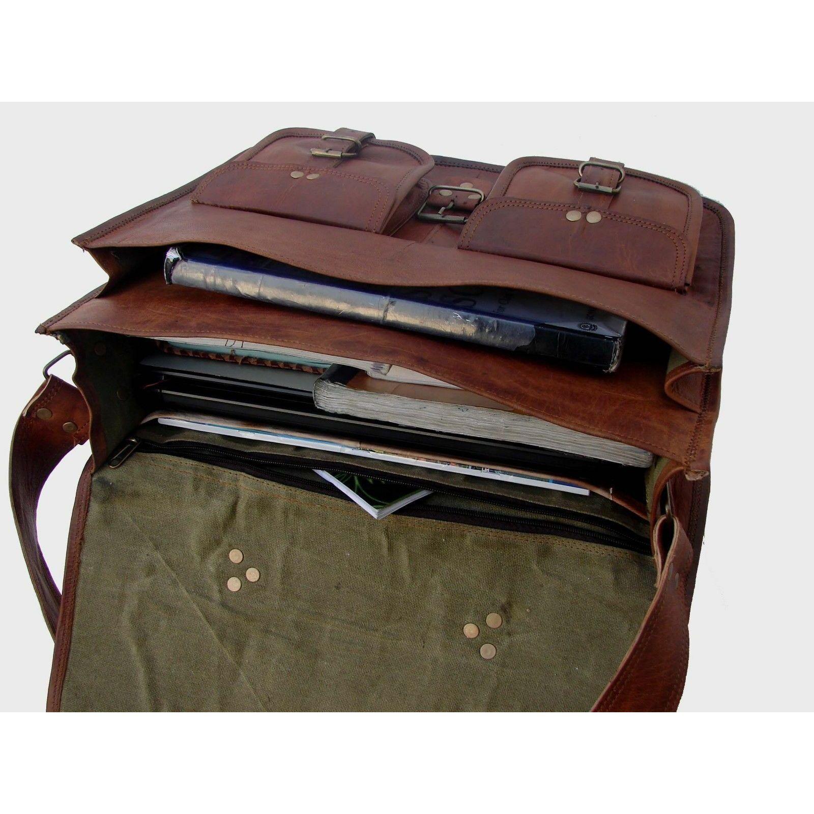 15-дюймовая мужская сумка-портфель для ноутбука из натуральной винтажной козьей кожи — фото 3