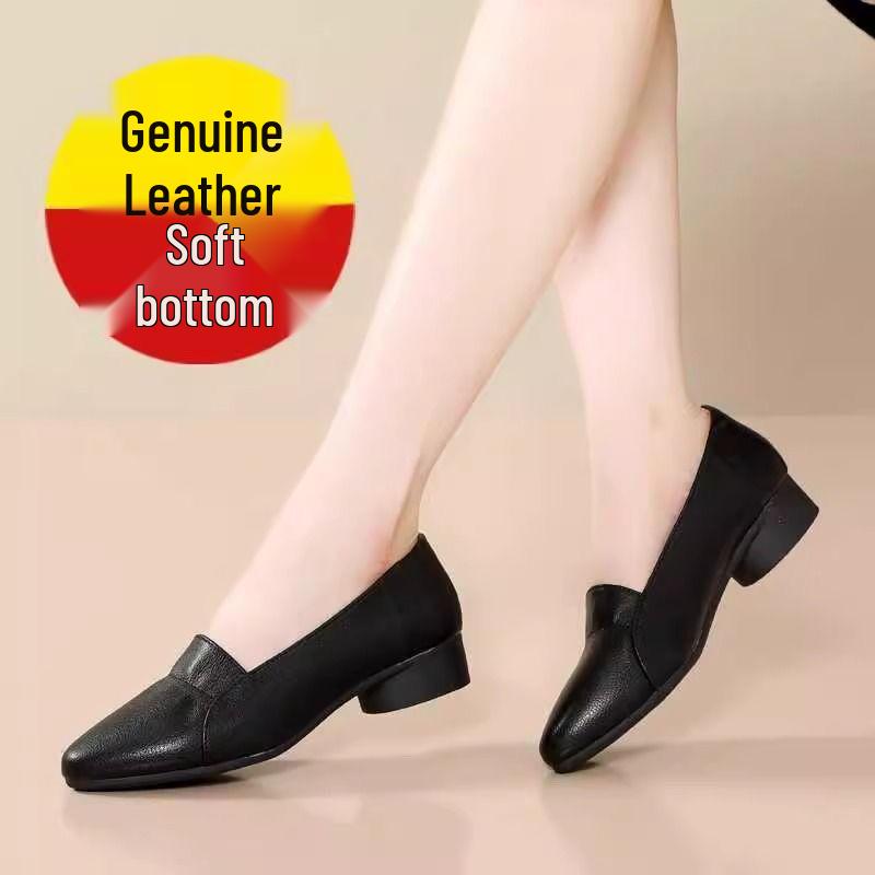 Damskor i äkta läder med mjuk sula och spetsig tå, mångsidiga och bekväma för vår och höst, aprikosfärgade