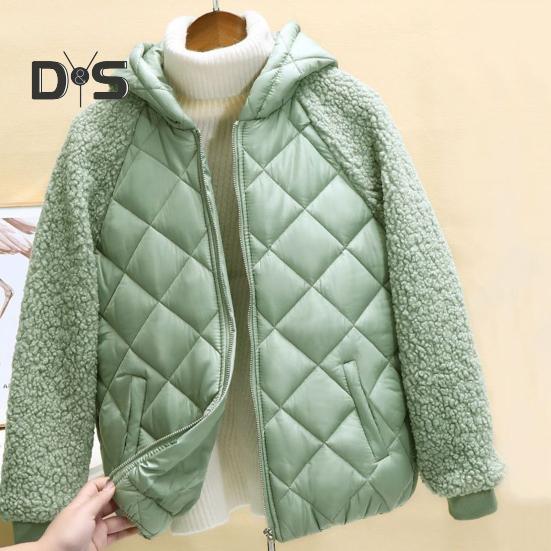 

Женское зимнее хлопковое пальто, утолщенное мягкое плюшевое пальто больших размеров с подкладкой и длинными рукавами, лоскутные карманы с капюшоном, морозостойкая ветрозащитная женская куртка на молнии 2XL бежевый