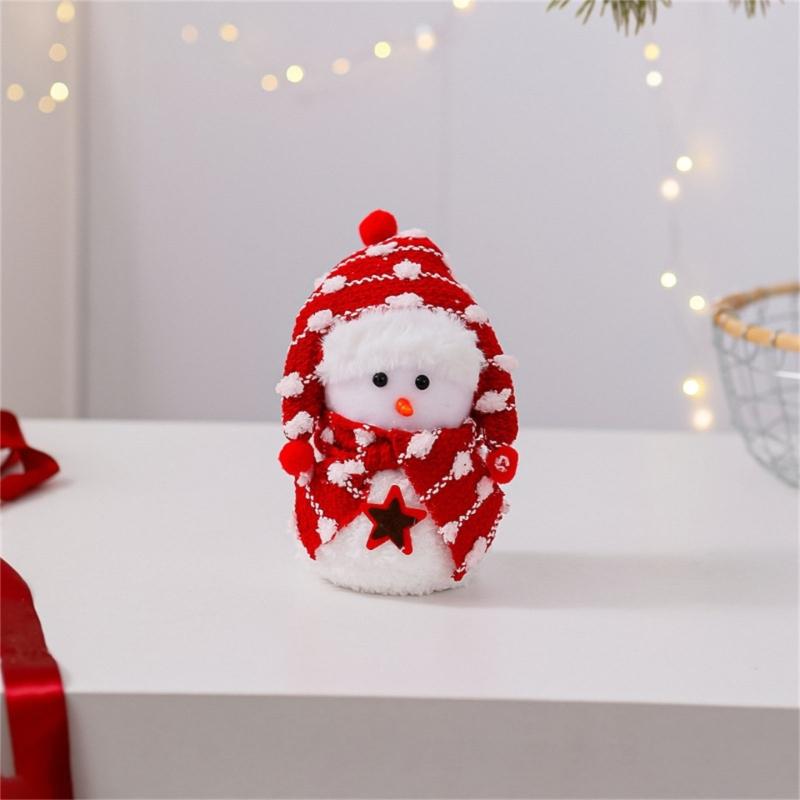Plush Snowman Doll Desktop Ornaments Lovely Christmas Snowman Decorations For Outdoor Indoor Holiday Festival Wedding