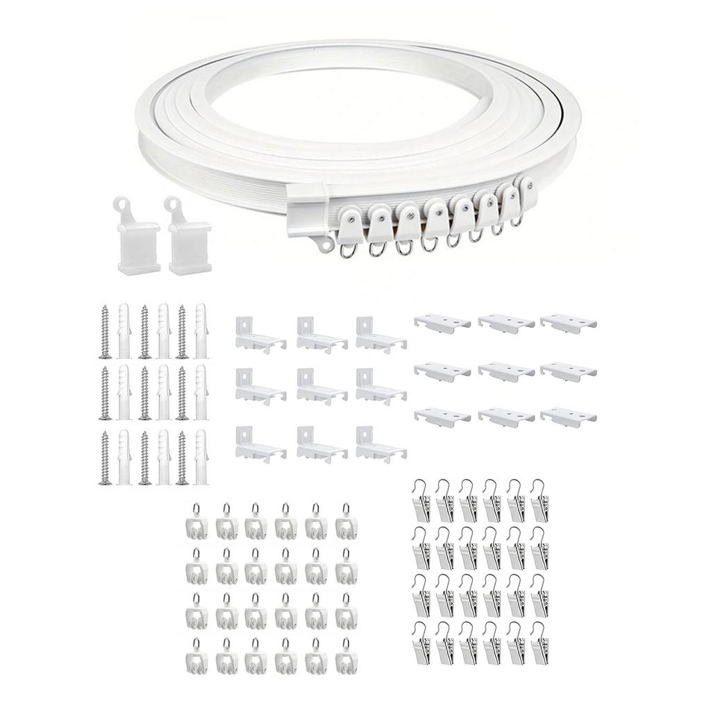 Smooth Glides Curtain Track 3Meter Bendable Rails with Rollers Kits for Seamlessly Drapery Movement In Homes Offices