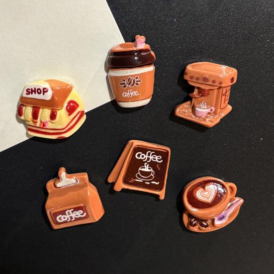 6Pcs Coffee Theme Refrigerator Magnet Resin Decorative Fridge Magnet Memo Notes Photo Holder for Home Kitchen
