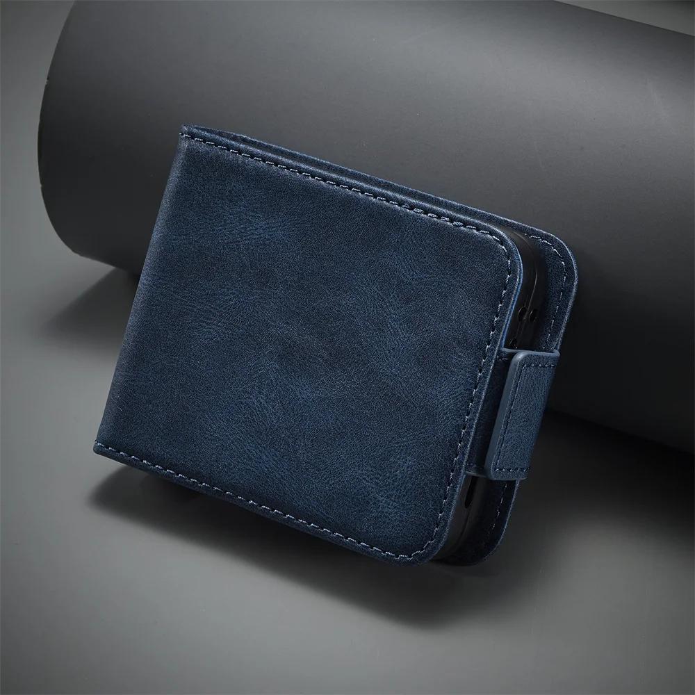 Luxus Leder Wallet Hülle für Samsung Galaxy Z Flip 7 fe 6 5 4 3 Flip7 Flip6 5G Handyhülle mit Kartenhalter RFID-Blockierung