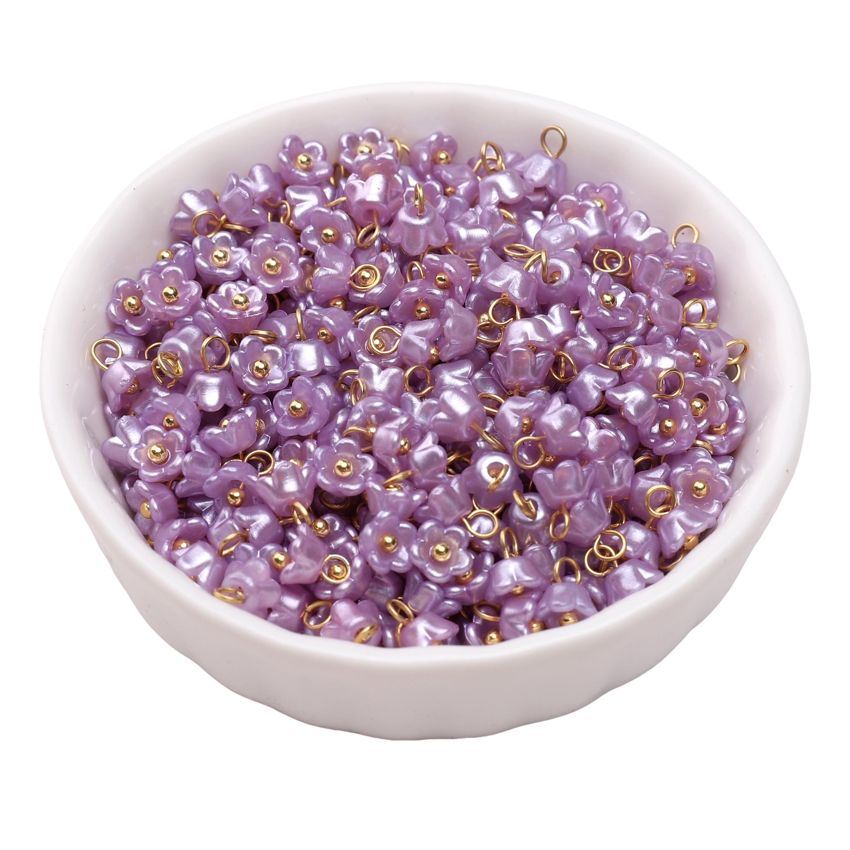 

Смоляные шармы Имитация жемчуга Сохраняющий Мини-подвеска с цветком Для аксессуаров для изготовления ювелирных изделий 01 6mm фиолетовый