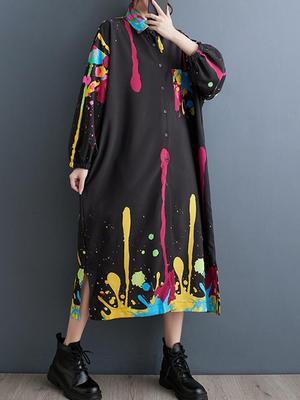 Loose Full Sleeve Print Casual Dress LYD1001