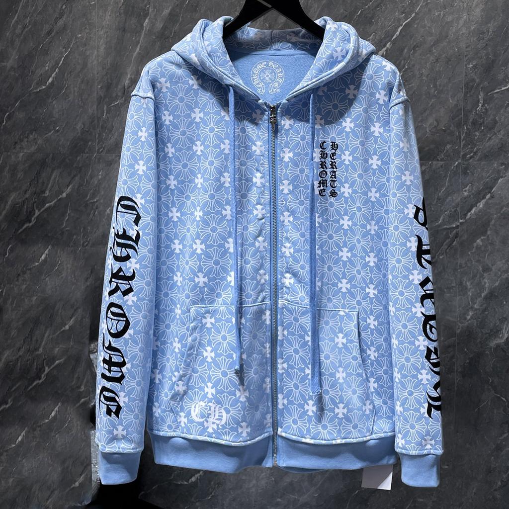 CHROME HEARTS Spring and Autumn Plus Size Horseshoe Dark Pattern Logo Zipper Hoodie Classic Style Logo Hoodie, Suitable for Couples to Wear