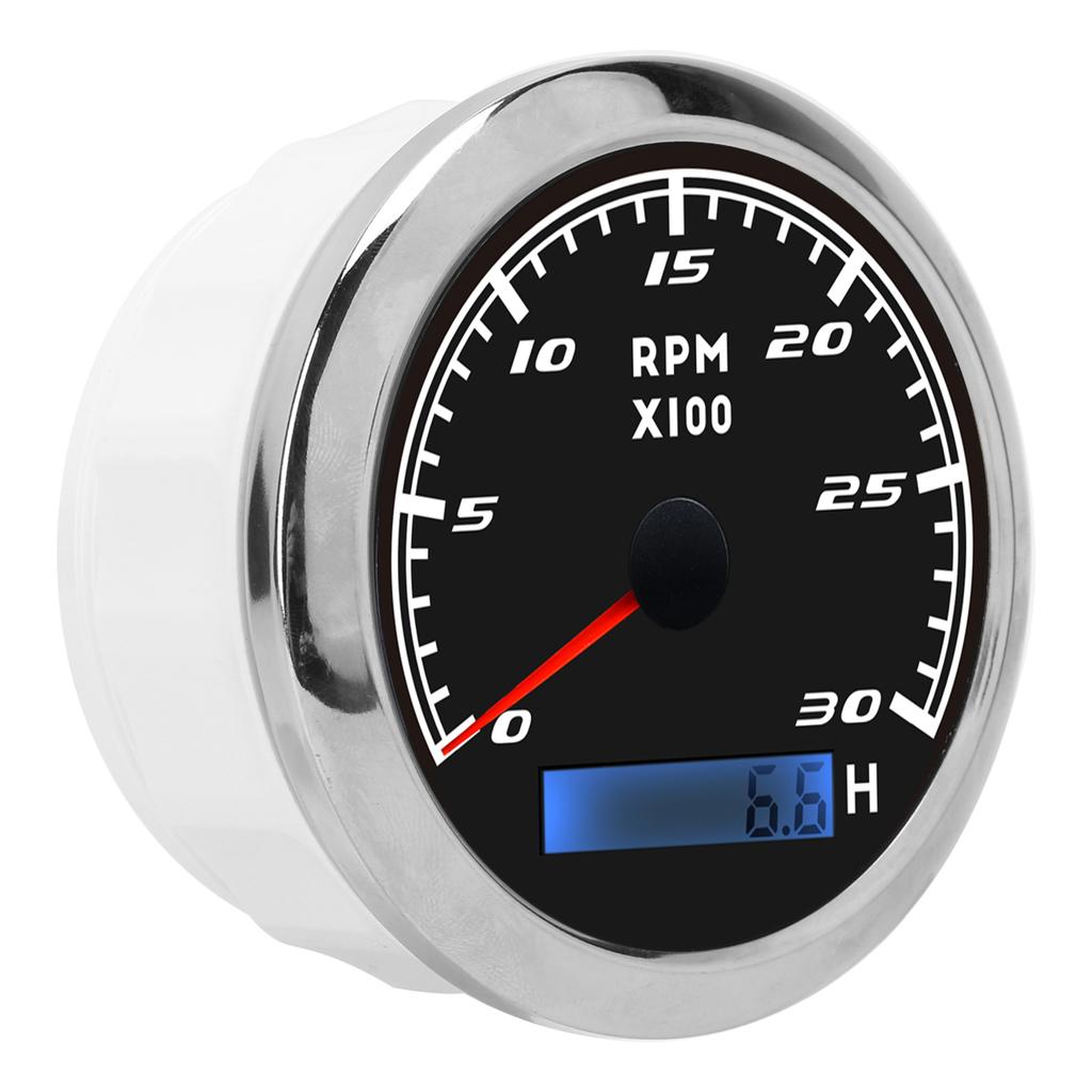 85mm Pointer Tachometer RPM Tacho Gauge IP67 Stainless Steel Universal for Car Boat Marine