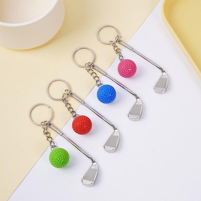 Simulation Mini Golf Ball Keychain Creative Metal Keyring Car Key Holder Bag Pendant Hanging Decoration Couple Gifts