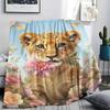 1Pc Cuteflowersanimals Print Flannel Blanket, High Quality Comfortable for All Seasons, Home Decor, Warmth and Comfort, Perfect for Christmas Gifts