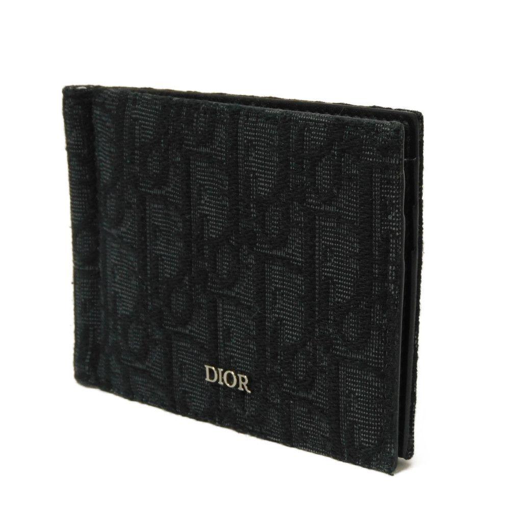 Used 10656 Oblique Jacquard Money Clip Wallet 2ESBH069YSE_H03E 7941 Current Card Case Logo Metal Black Men's from Japan