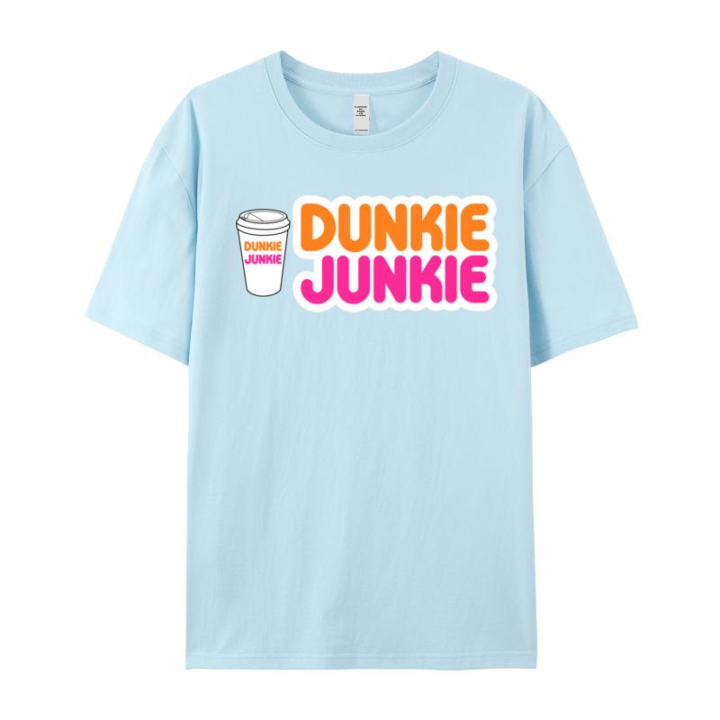 Tees Funny Dunkie Junkie Coffee Love Tops Shirts Summer Newest Slogan Short Sleeve 100 Cotton Round Neck Unisexs Tshirts Slogan