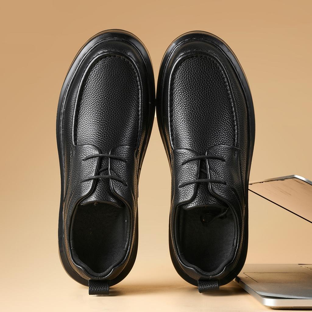 Men's Shoes Leather Casual Shoes Men's New Lace-up Leather Shoes Men's Platform Men's Shoes Leather Breathable Super Soft Comfortable Non-slip