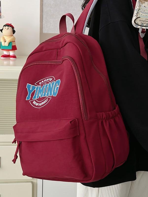 Nylon School Backpack For Girls And Teens With Design And Letter Pattern For Education Use