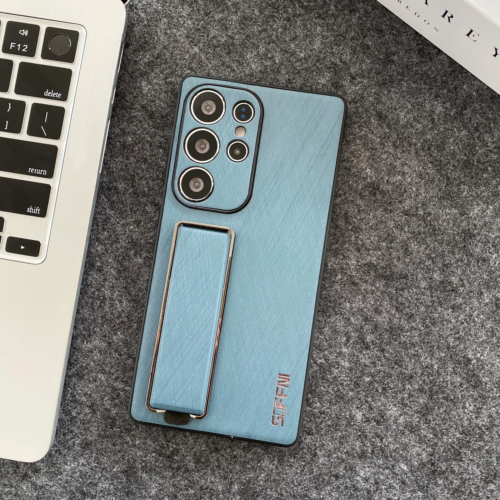 

SOFFNI For Samsung Galaxy S25 Ultra Case Wrist Strap Kickstand Brushed Leather Back Cover D