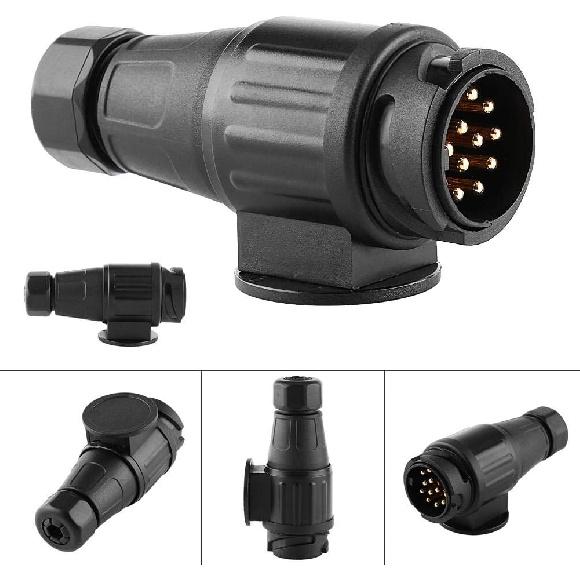 Anhängeradapter, 12V 13-poliger elektrischer Anhängerstecker, Kunststoff 13-poliger Verkabelungssteckverbinder-Adapter, Schwarz