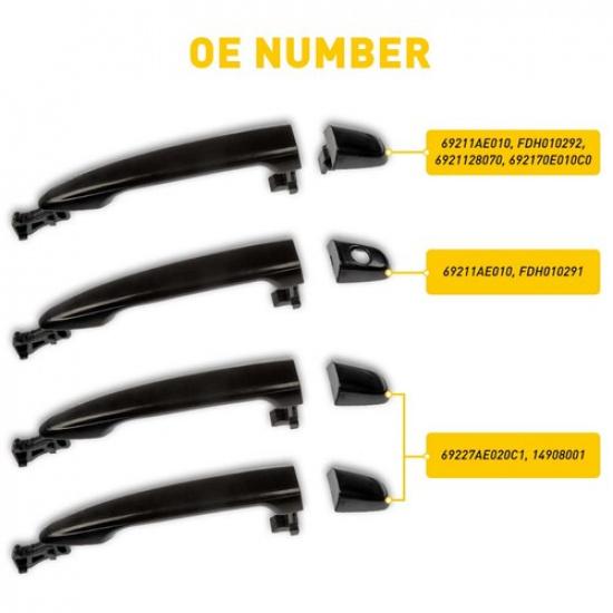 For Toyota 07-11 Outside Camry Door Exterior Handle Front Rear Left Right Black