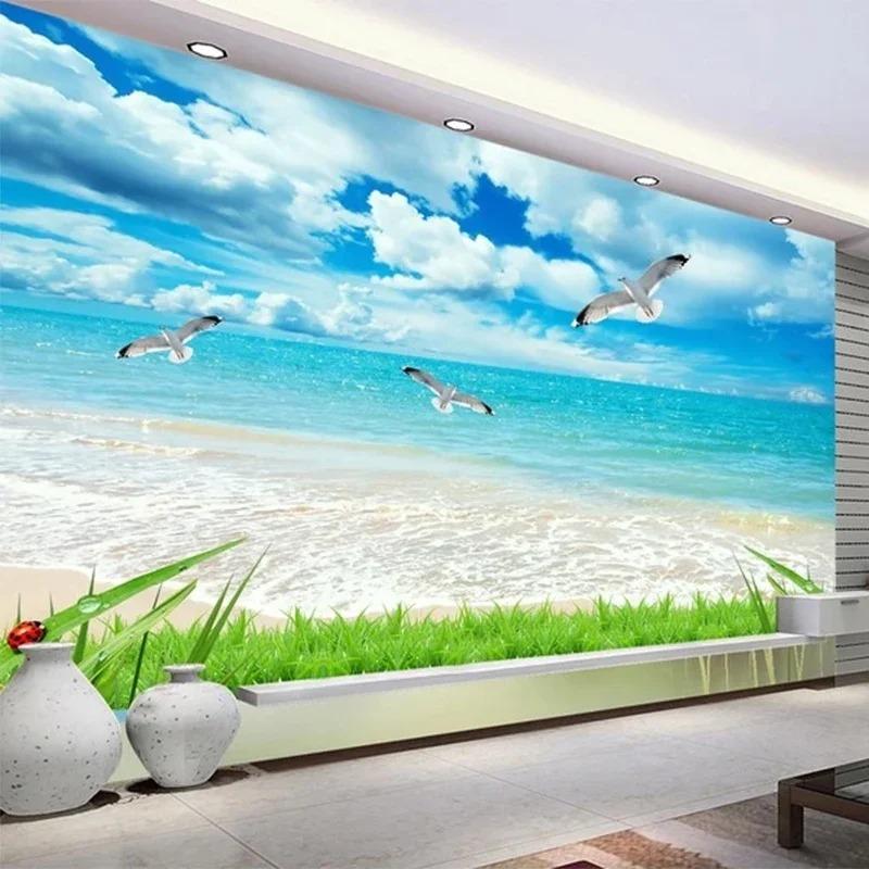 Carta da Parati Fotografica 3d Paesaggio Marino Murale Soggiorno TV Divano Moderno Semplice Decorazione Casa Murale