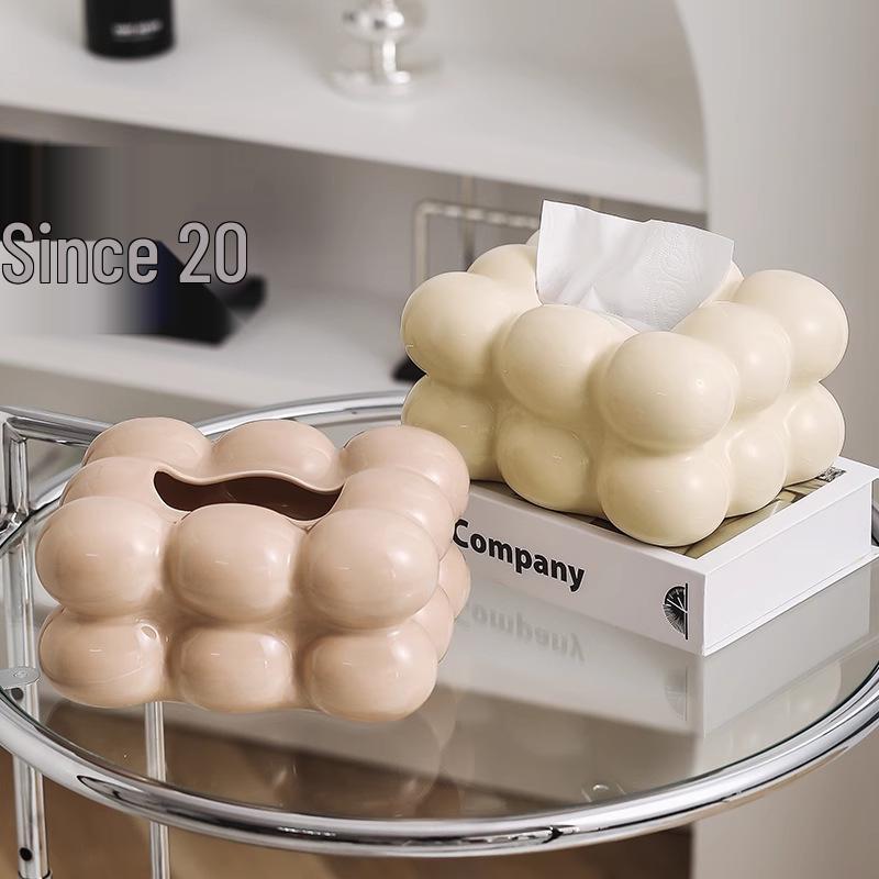 Minimalistická keramická krabička na kapesníky - Luxusní dávkovač papírových ubrousků do obývacího pokoje a domácí dekorace