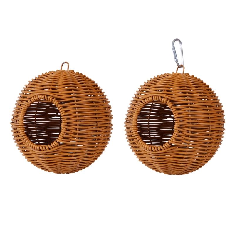 Woven Plastic Faux Rattan Bird Nest Hanging Design Birdhouses For Budgies Cockatiels And Lovebirds Cage Decoration