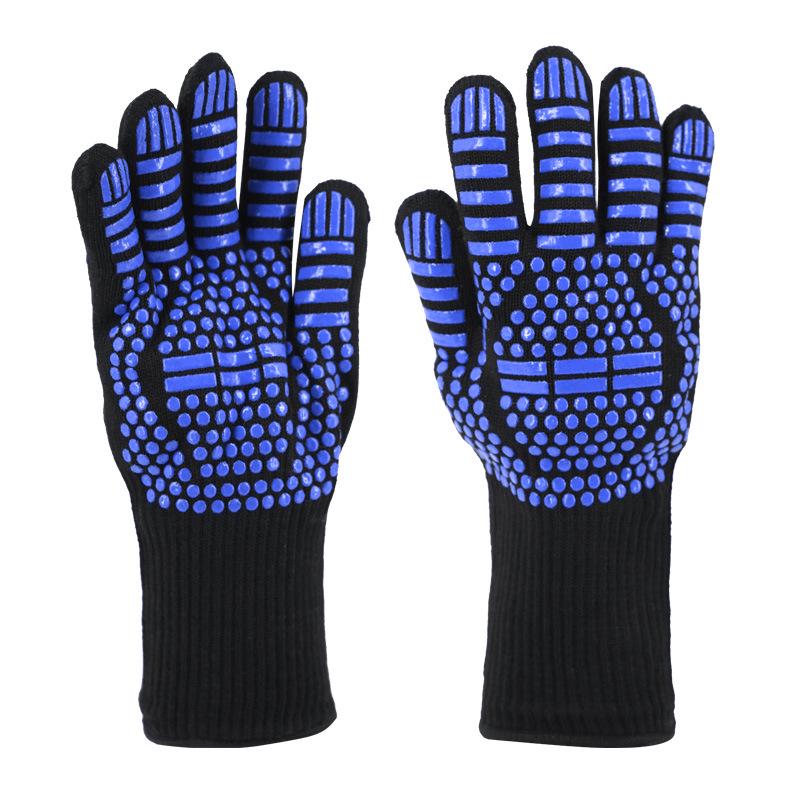 Thickened Aramid BBQ Gloves - 500°F Flame Retardant & Insulated, EN407 Certified, Customizable Anti-Scalding Protection