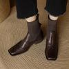 Fashion 2024 Winter Genuine Leather Women Boots Autumn Women Shoes Brogues Vintage Block Stretch Chelsea Boots Retro Ankl Boots