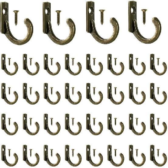 58 Pieces Key Hooks, Black Small Hooks for Hanging Hat, Jewelry, Steel Metal Hook, Kitchen Little Towel Hook with Black Screws for Farmhouse Retro