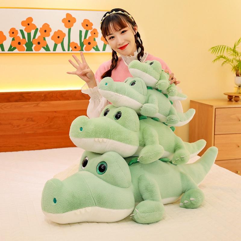 New Soft Big Eyes Crocodile Plush Toy Fluffy Full Stuffed Animal Pillow Doll Jungle Green Giant Alligator Kids Birthday Gift