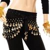 Lady Women Belly Dance Hip Scarf Accessories 3 Row Belt Skirt With Gold Bellydance Tone Coins Waist Chain Wrap Adult Dance Wear