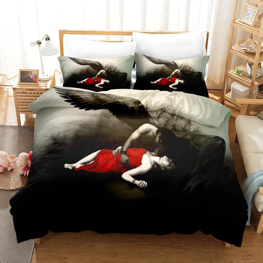 Angel Bedding Set Single Twin Full Queen King Size Fallen Angel Bed Set Aldult Kid Bedroom Duvetcover Sets 3D Print 005