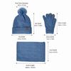 3Pcs/Set Warm Winter Hat Scarf Gloves Set Thicken Scarf Neck Warmer Suit  for Men Women