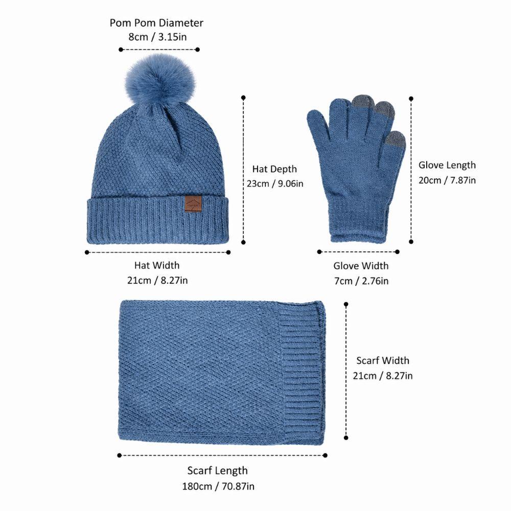3Pcs/Set Warm Winter Hat Scarf Gloves Set Thicken Scarf Neck Warmer Suit for Men Women