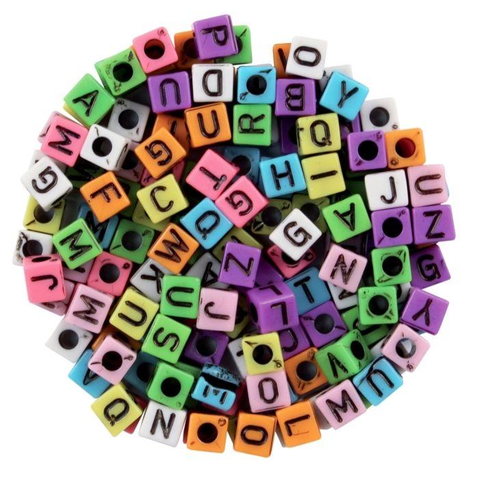 Beads for Children Opaque Square Letters 0.7 Cm 13g