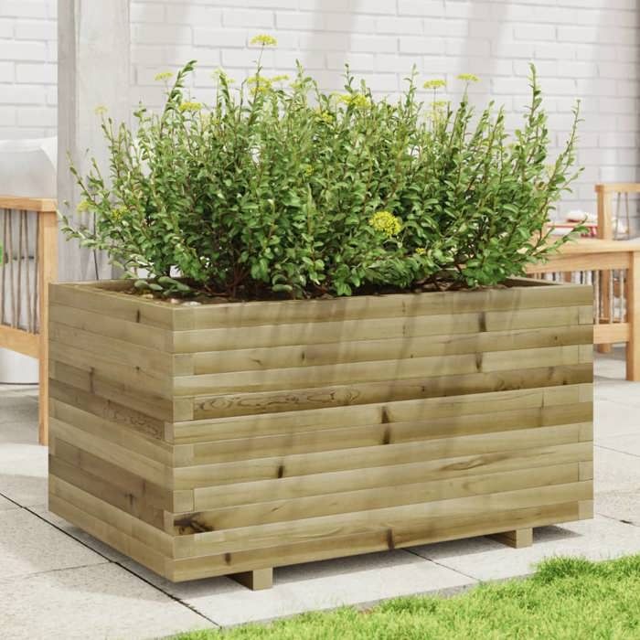VidaXL Jardinière 90x60x49,5 cm bois de pin imprégné, jardinière d'extérieur, bac à fleurs, boîte à plantes, jardinière de 847387