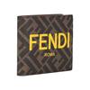 Fendi FF Monogram Logo Pattern Double Fold Textured Fabric Wallet Men Wallet Brown Yellow 7M0338-AJJ8-F1HRH