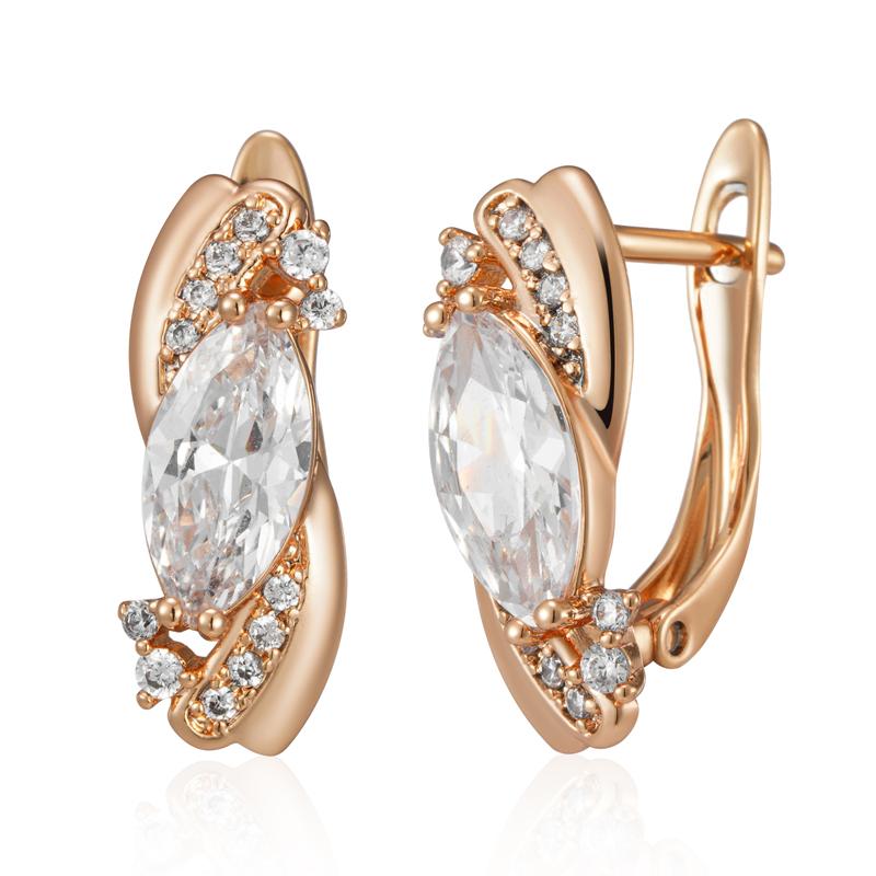 Kienl Rose Gold Color Dangle Earring For Women Fashion Natural Zircon Flower Ethnic Bride Daily Vintage Jewelry