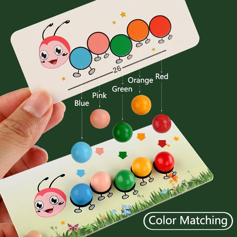 Wooden Clip Beads Games Montessori  Color Matching Parish Learning Set Fine Movement Training Educational  For