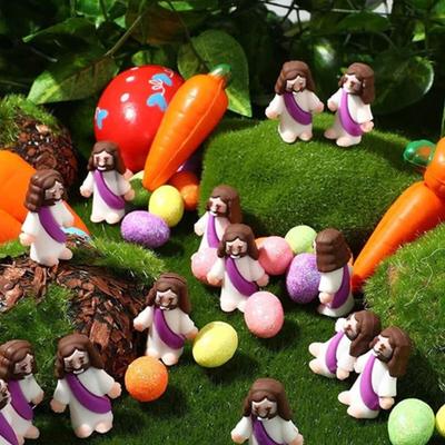 24ks Mini Jesus Velikonoční dekorace Malý kreslený Ježíš Socha Pryskyřice Socha Socha Spasitel Ornament Vánoční Dárky Dárky na oslavu