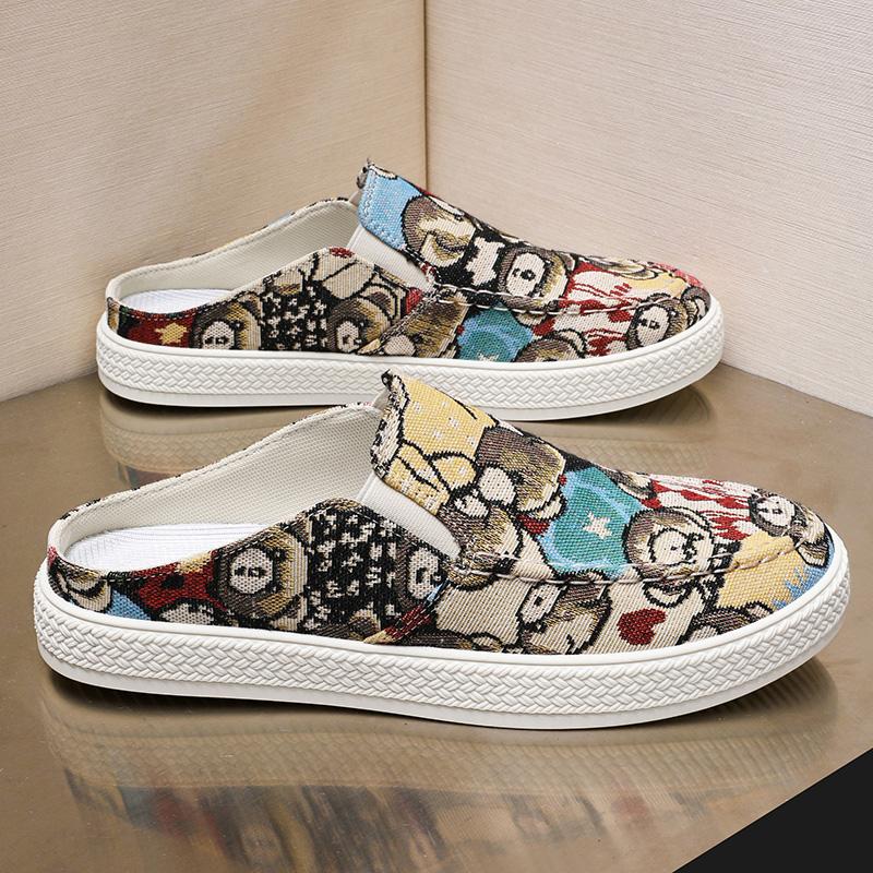 

Летние новые универсальные повседневные мужские туфли, тканевые, полуботинки-слипоны, серо-желтые 39