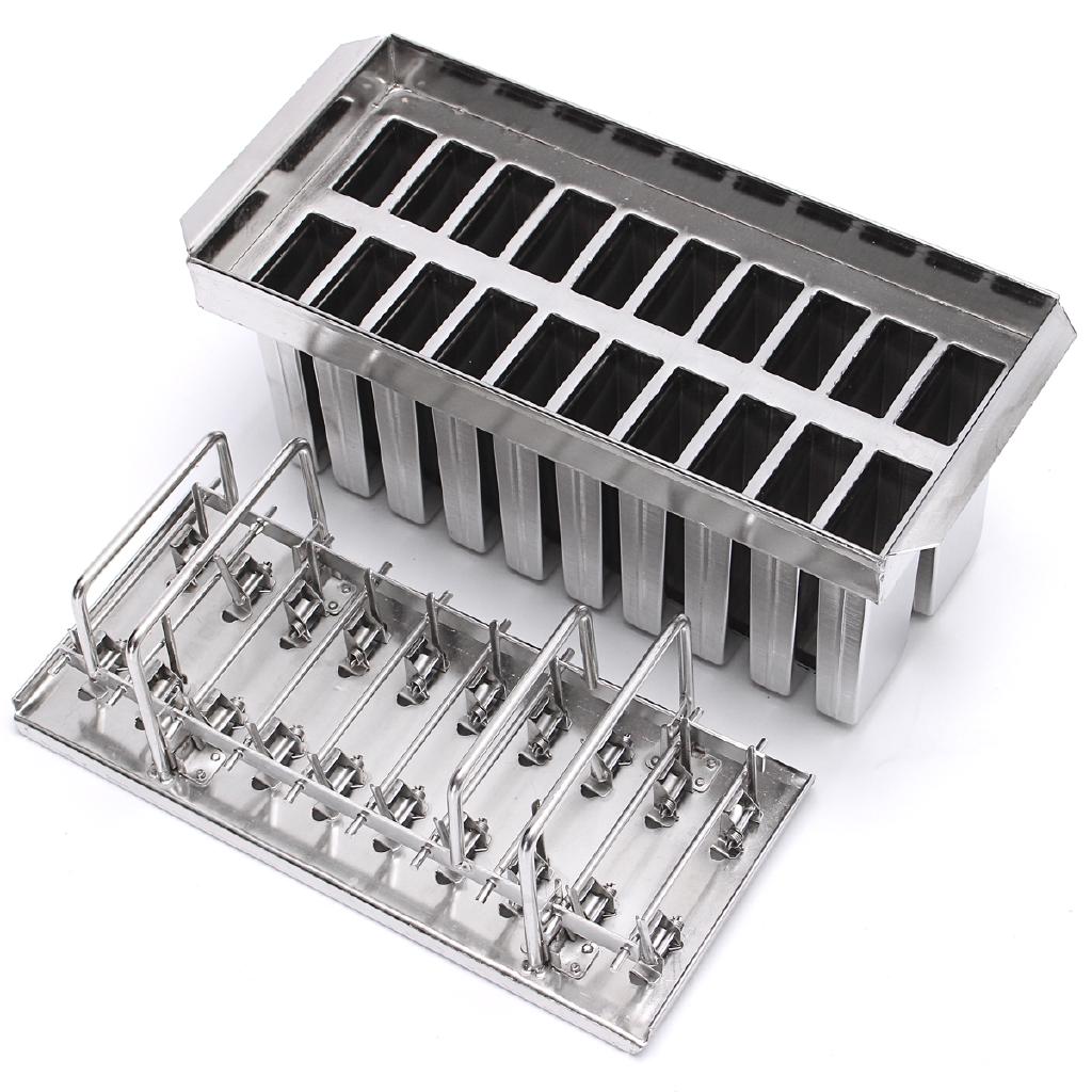 20Pcs Ice Lolly Popsicles Mould Stick Holder Home Kitchen Shop Ice Cream Maker Large Stainless Steel Ice Pop Molds Machine