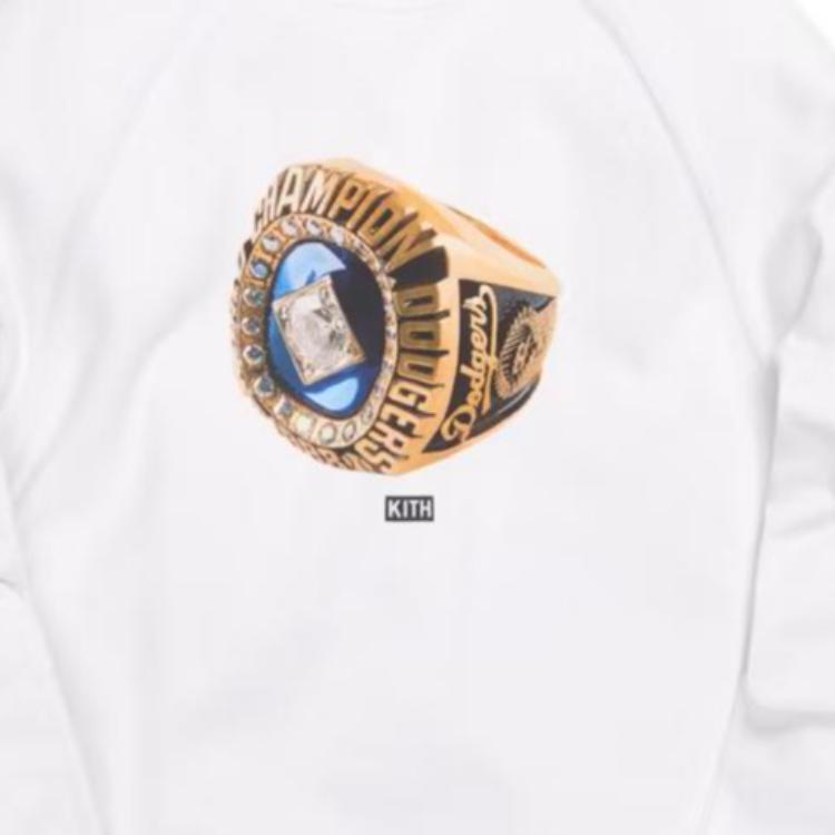 Kith X MLB Collaboration Los Angeles Dodgers Long Sleeve Hoodie Unisex hoodies White KH2454-101