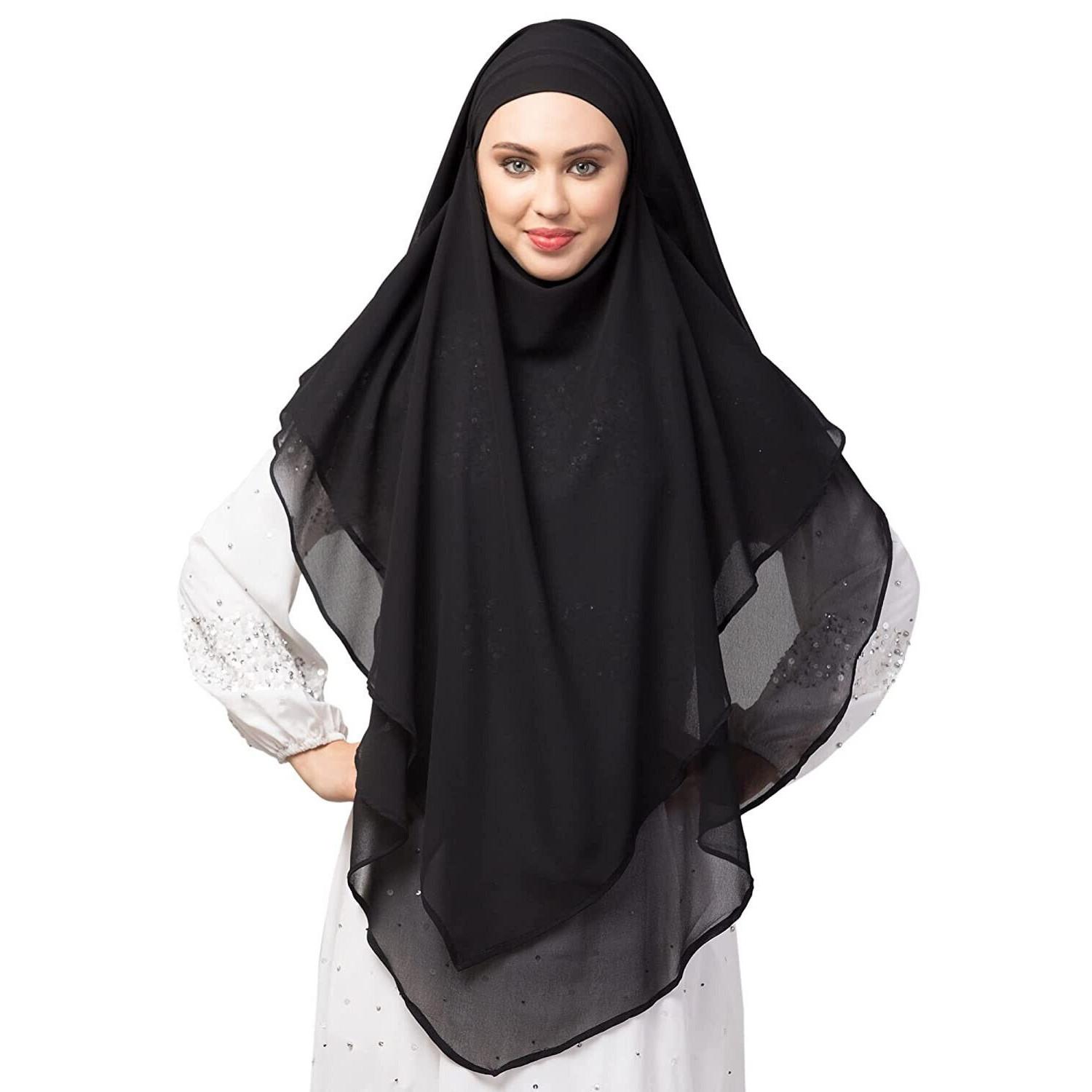 

Triangle tow layers tie at back Ready to wear Hijab NZ307