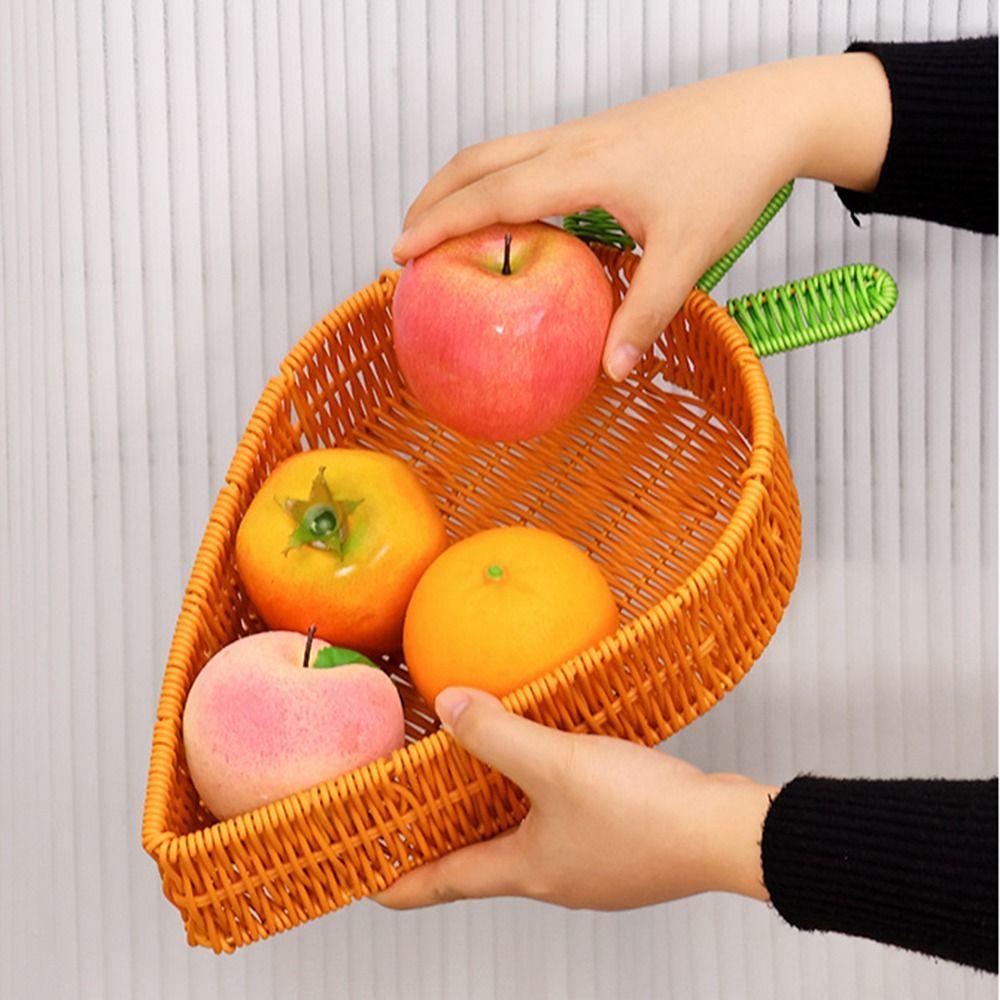 Handmade Carrot Woven Basket Carrot Shape Sturdy Pantry Bread Organizer Decorative Ventilated Fruit Serving Tray Easter Party