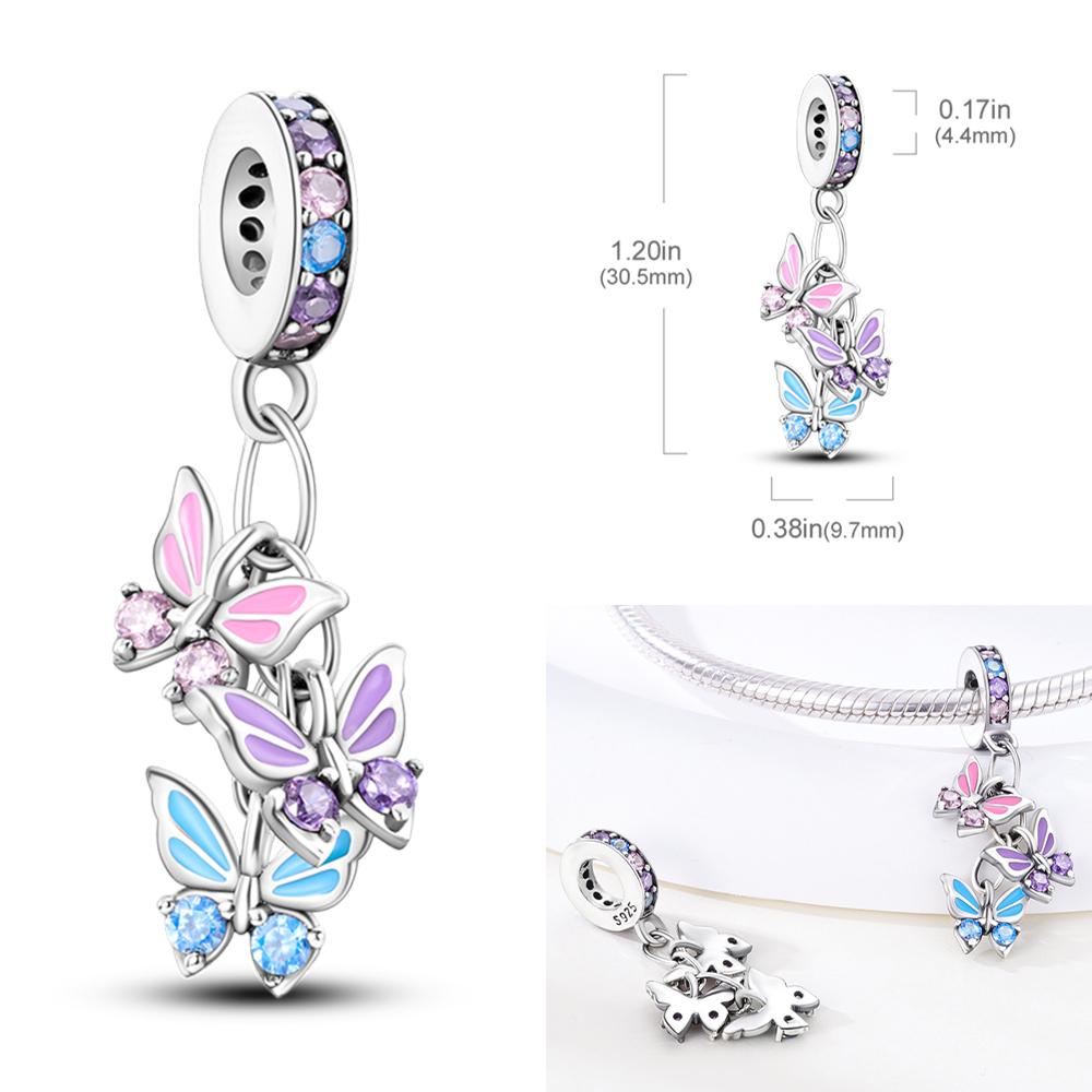 Pink Series Charmscopper Perfume Butterfly Charm Beads Pendent Dangle Fit Original Bangle Charm Bracelet Diy Women Jewelry
