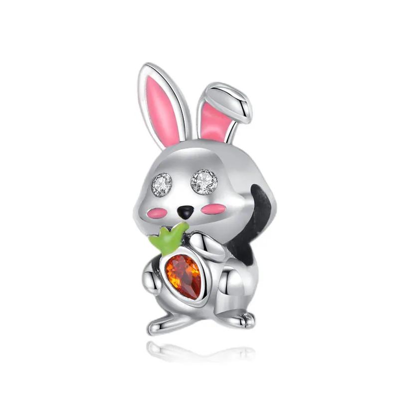 Copper Pink Heart Cute Animals Bear Rabbitcharms Beads Fit Colour Original Bracelet Jewelry For Women Diy