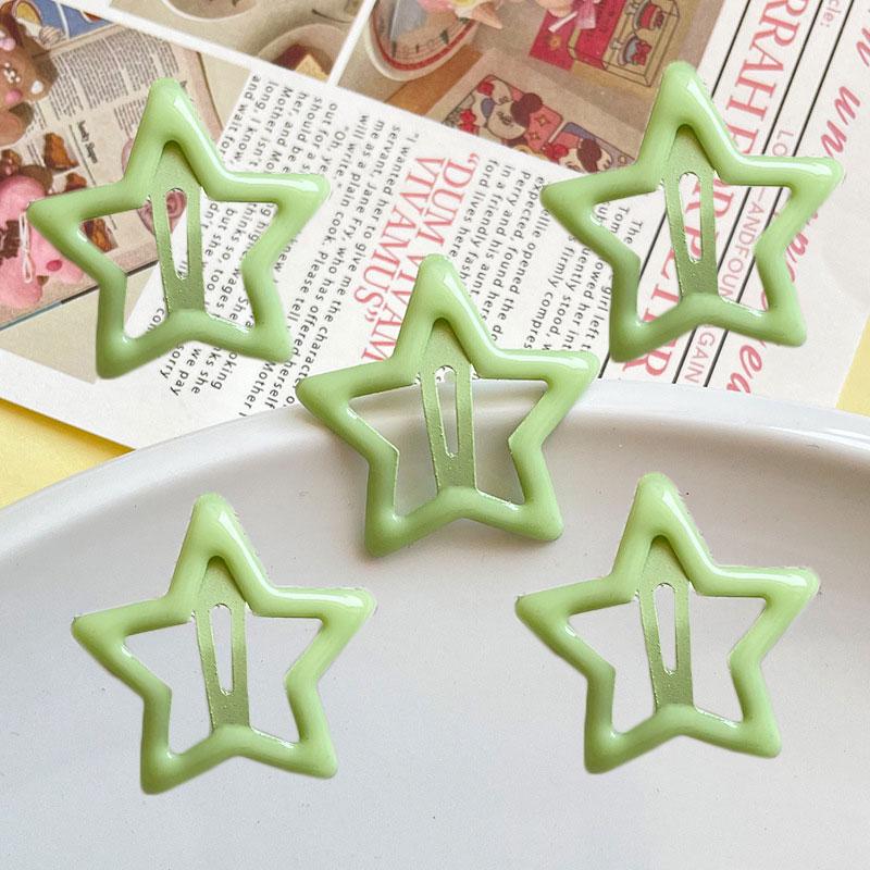 

5 шт./упак. Головной убор в виде конфеты со звездой для девочек, однотонные аксессуары для волос со звездой, милые заколки для волос, продвинутый головной убор принцессы, заколка для волос светло-зеленый