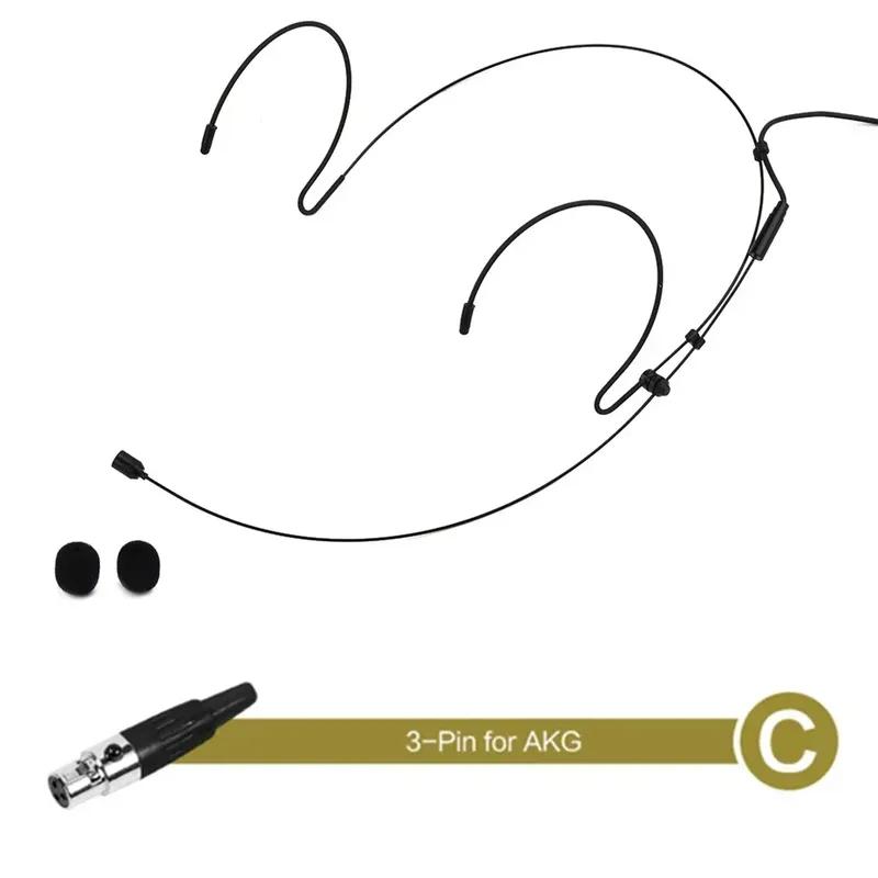 Double Earhook Headset Mic Headworn Microphone For With 2PCS Microphone Cover