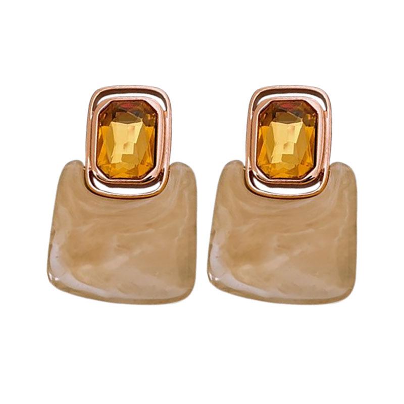 European-American Retro Ombre Diamond Stud Earrings: Sterling Silver, Minimalist Square Design