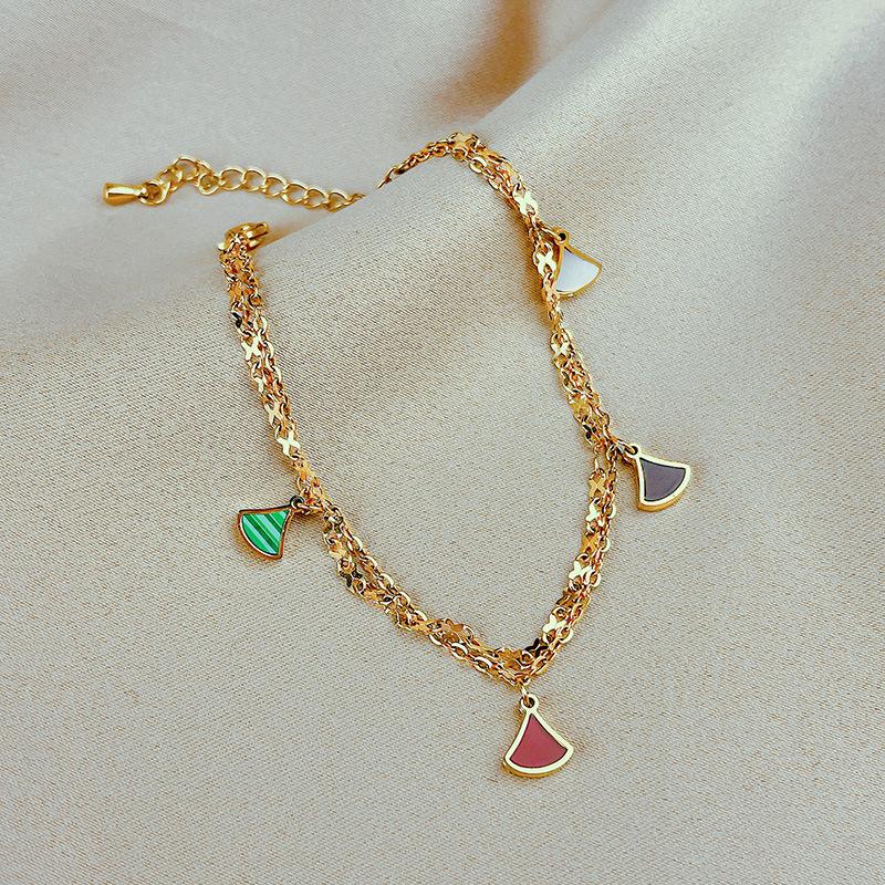 Colorful Four-Leaf Clover Anklet Women's Models Sexy Personalized Foot Bare Chain Titanium Steel Does Not Lose Color Foot Chain